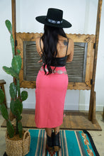 Load image into Gallery viewer, Pink Midi Skirt W Side Rhinestone Slit
