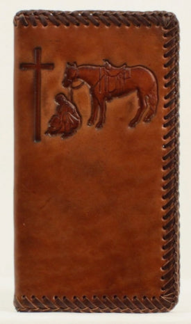 Nocona® Men's Brown Leather Praying Cowboy Rodeo Wallet