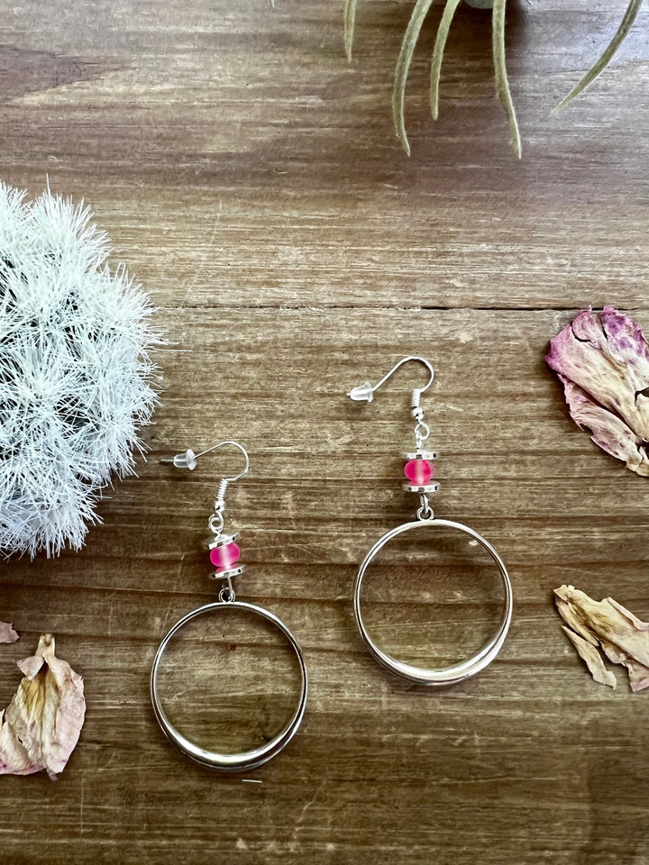 Pink mermaids beads on hoop earrings Earrings Shopify Collective The Bijoux FAB Jewelry The Bijoux FAB Jewelry