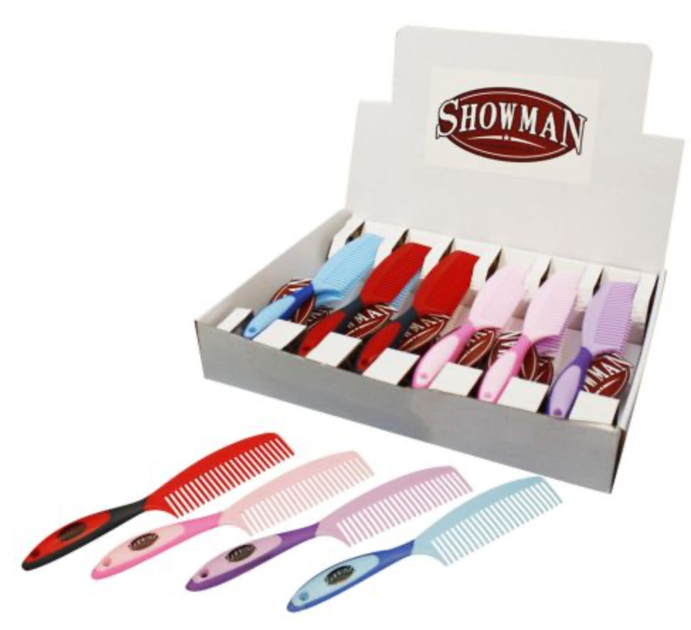 Showman Comb® soft touch handle mane and tail comb. Shiloh