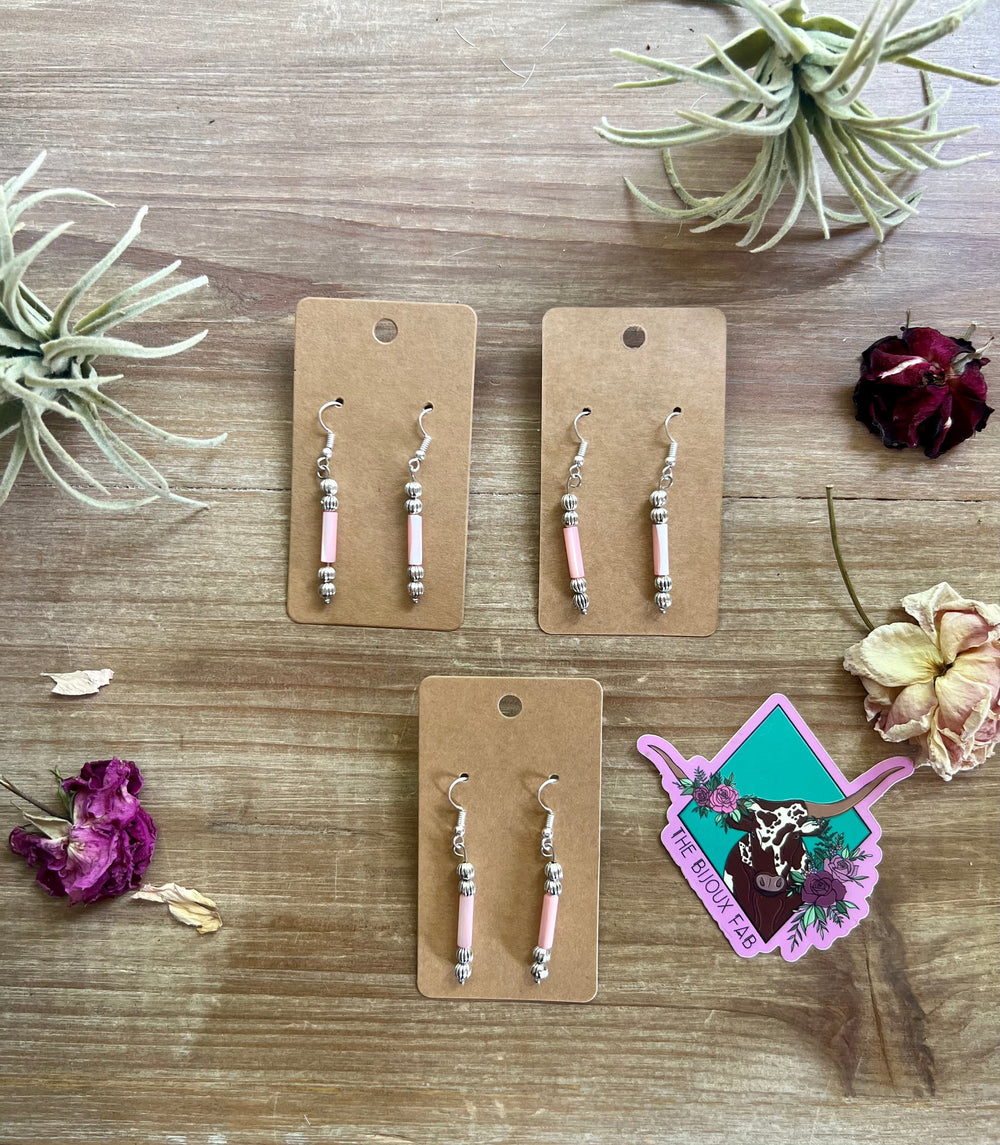 Pink shell dangle earrings - summer small earrings Earrings Shopify Collective The Bijoux FAB Jewelry The Bijoux FAB Jewelry