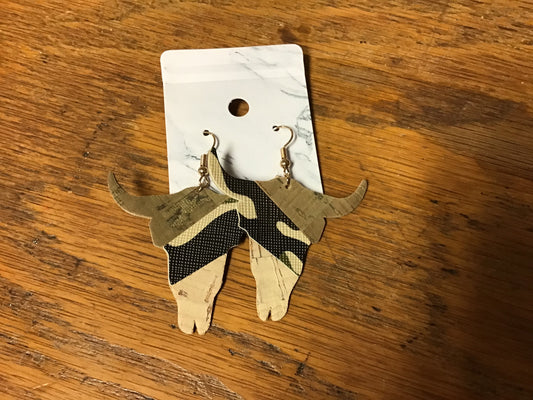 Collage Cow Head Drop Earrings Double C Western Supply