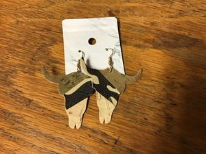Collage Cow Head Drop Earrings