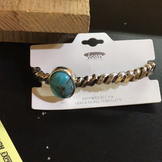 WESTERN TURQUOISE STONE DAINTY STRETCH BRACELET Double C Western Supply