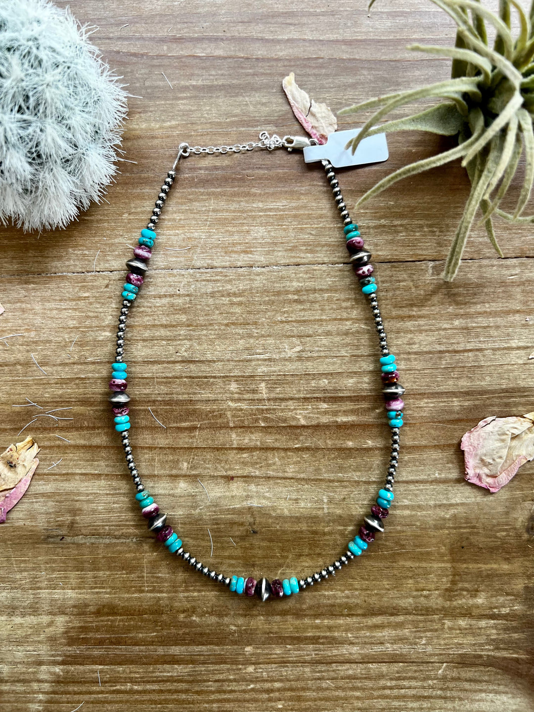 Sterling Silver Pearls choker with real turquoise and purple spiny oyster Necklaces Shopify Collective The Bijoux FAB Jewelry The Bijoux FAB Jewelry