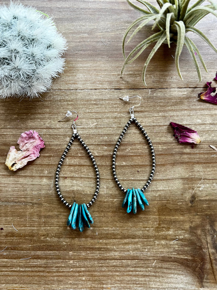 Long teardrop earrings Sterling silver pearls and teardrop turquoise Earrings Shopify Collective The Bijoux FAB Jewelry The Bijoux FAB Jewelry