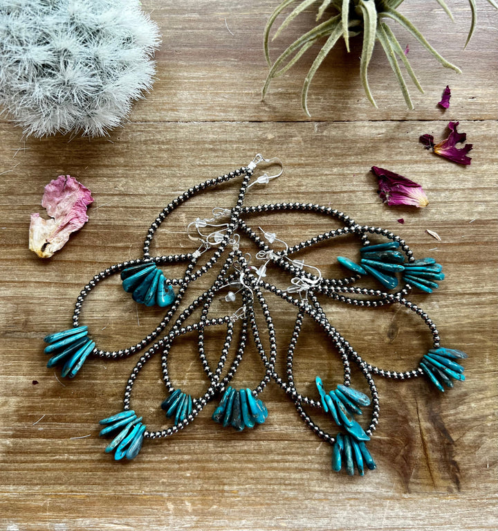 Long teardrop earrings Sterling silver pearls and teardrop turquoise Earrings Shopify Collective The Bijoux FAB Jewelry The Bijoux FAB Jewelry