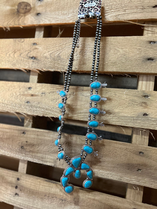 turquoise squash blossom necklace Double C Western Supply