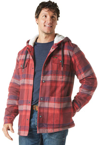 Wrangler® Hooded Flannel Shirt Jacket - Sherpa Lined - Garnet