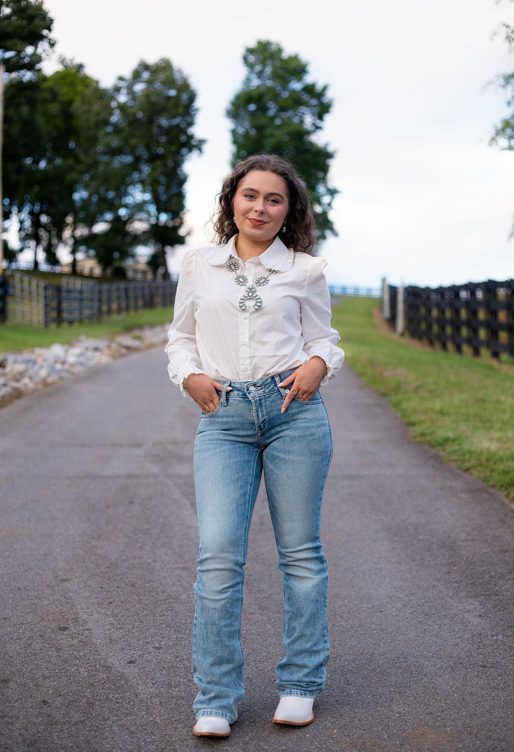 Ivory Ruffle Collar Button Down Puff Sleeve Shirt - Double C Western SupplyDouble C Western Supply