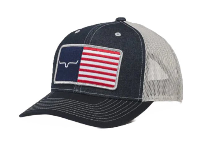 Kimes Ranch Unisex American Trucker Denim Snapback Hat - Double C Western SupplyKimes