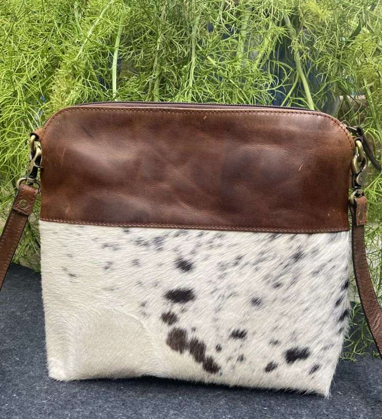 Klassy Cowgirl Leather Crossbody Bag with hair on cowhide accent 77070 - Double C Western SupplyShiloh