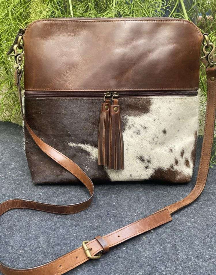 Klassy Cowgirl Leather Crossbody Bag with hair on cowhide accent 77070 - Double C Western SupplyShiloh
