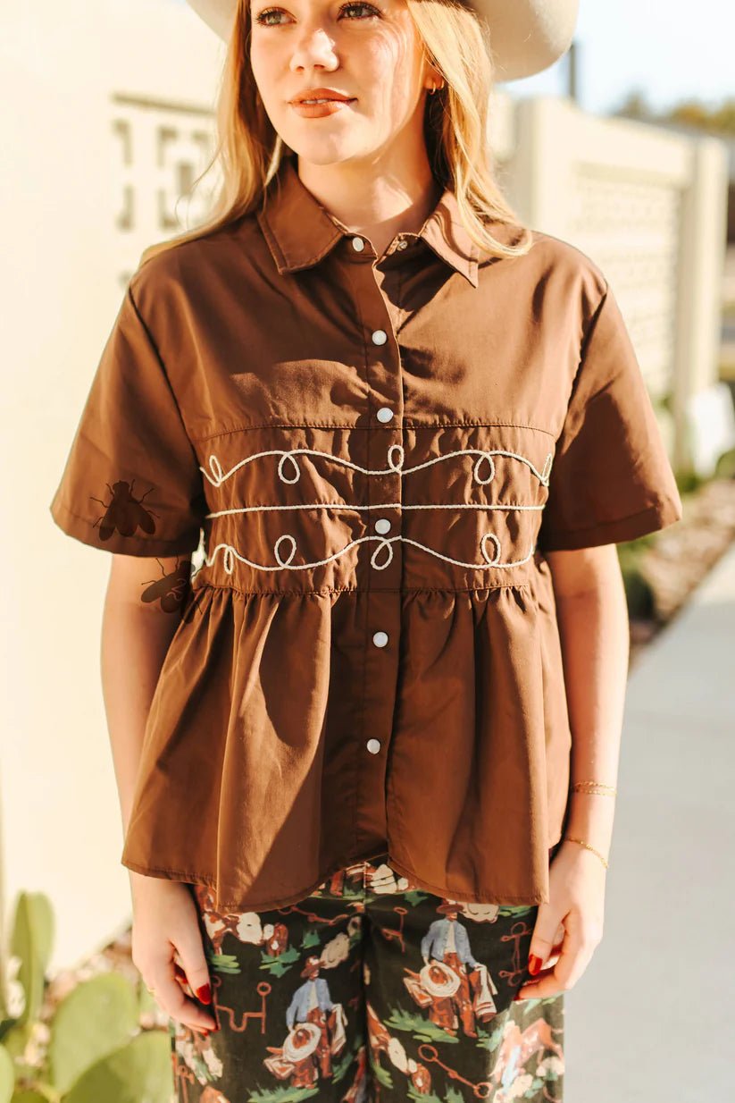 Loopty Lou Chocolate Snap Shirt - Double C Western Supply2 Fly