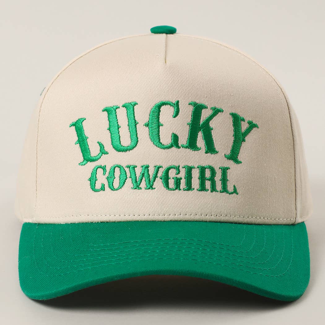 LUCKY COWGIRL Embroidery Two-Tone Trucker Hat - Double C Western SupplyFashion City