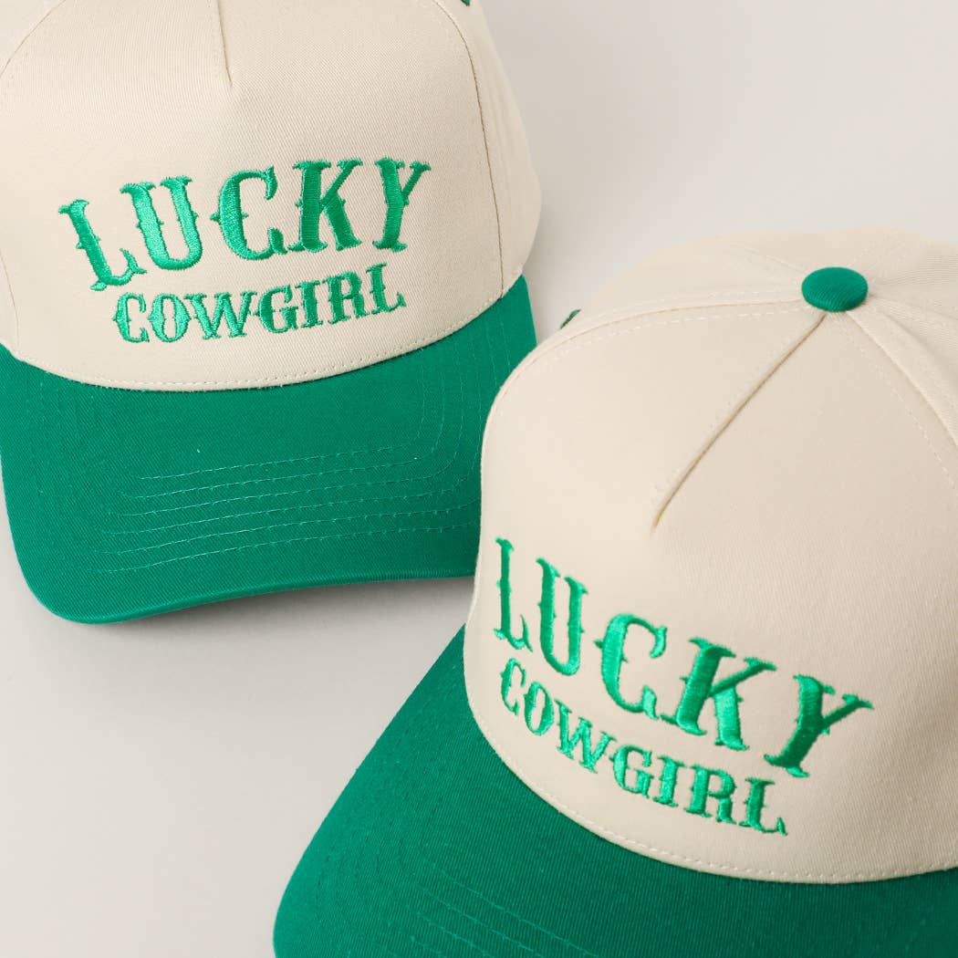 LUCKY COWGIRL Embroidery Two-Tone Trucker Hat - Double C Western SupplyFashion City