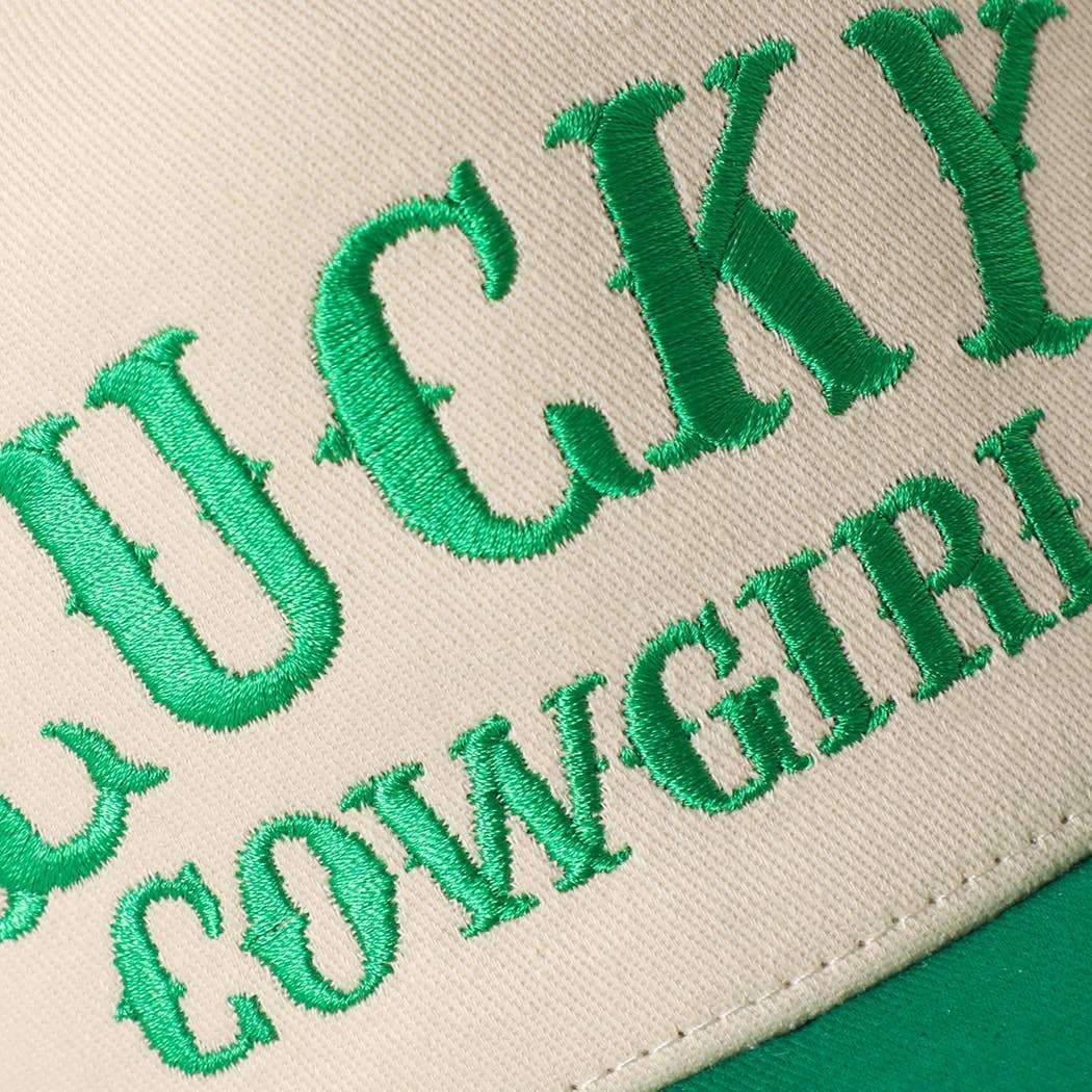 LUCKY COWGIRL Embroidery Two-Tone Trucker Hat - Double C Western SupplyFashion City