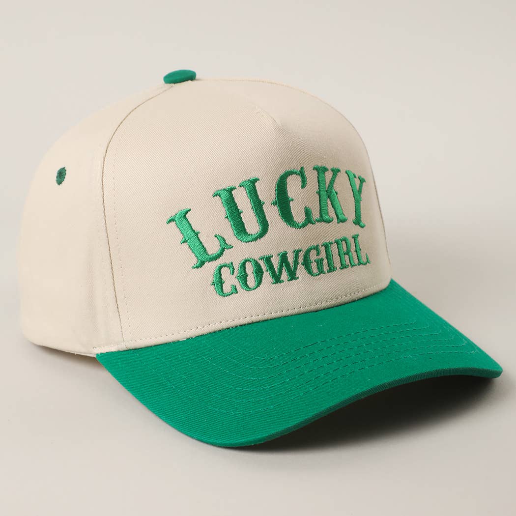 LUCKY COWGIRL Embroidery Two-Tone Trucker Hat - Double C Western SupplyFashion City