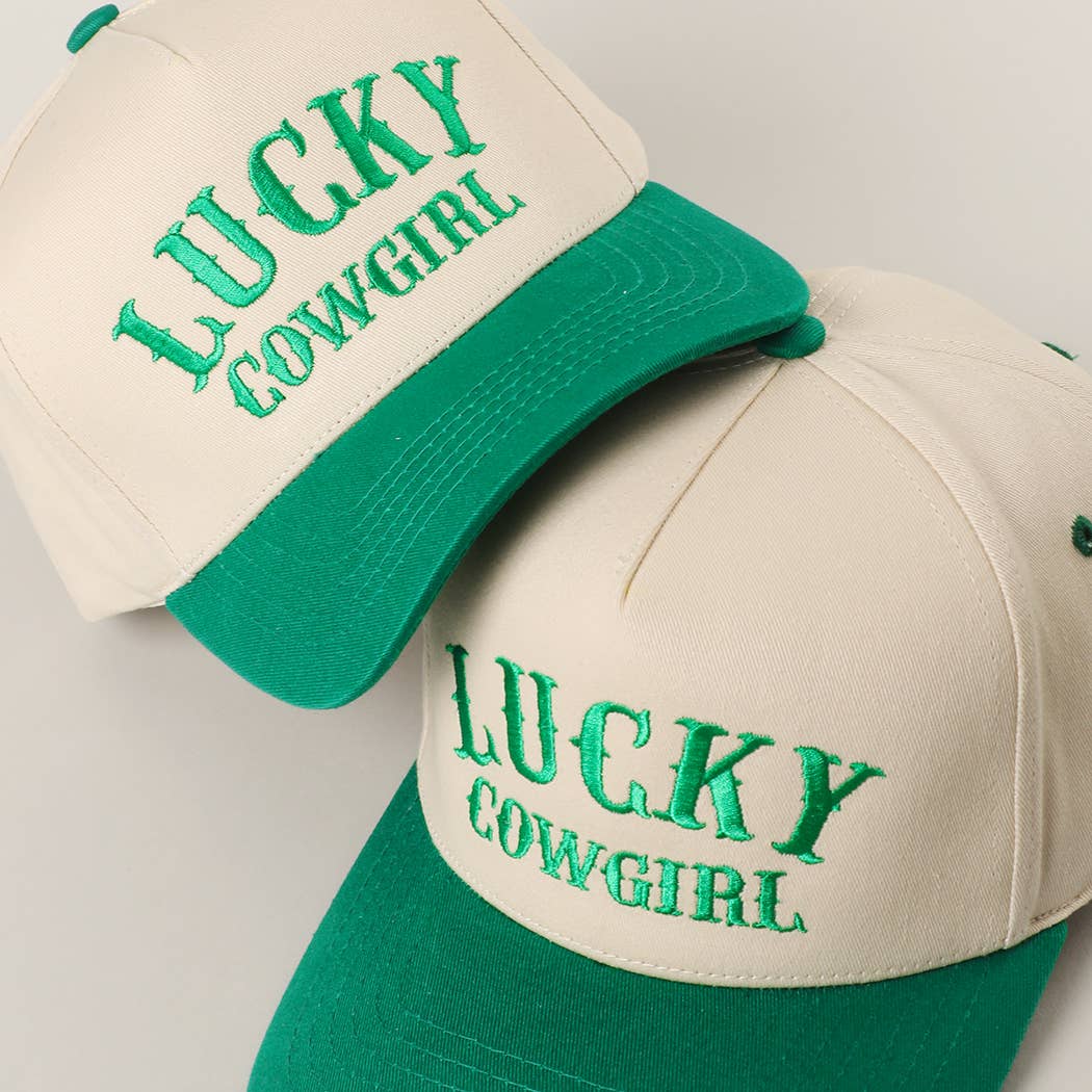 LUCKY COWGIRL Embroidery Two-Tone Trucker Hat - Double C Western SupplyFashion City