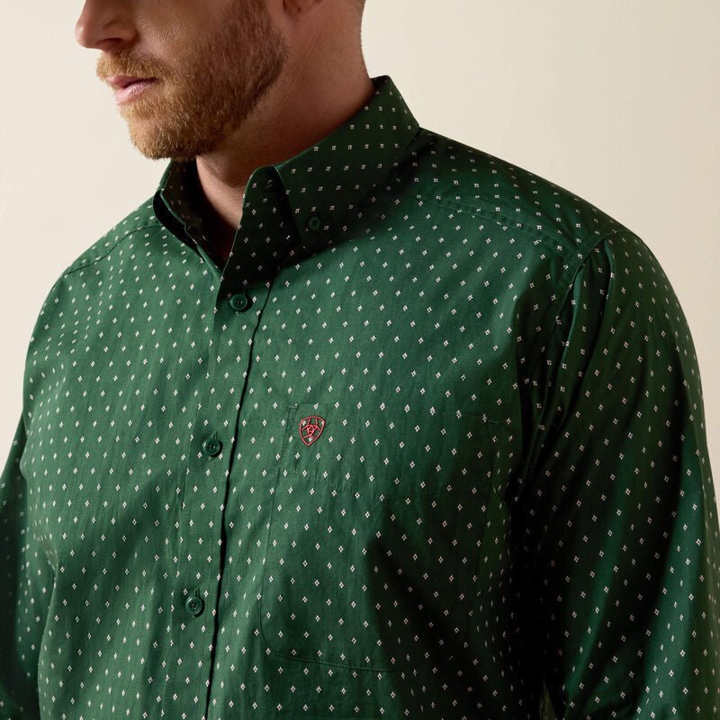 Men’s Ariat Larkspur Shirt in Pineneedle Green - 10080658 - Double C Western SupplyAriat