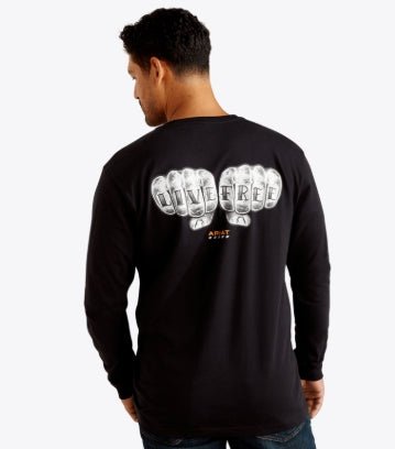 Men's Rebar Cotton Strong Bare Knuckle Long-Sleeve T-Shirt Black - 10062766 - Double C Western SupplyAriat