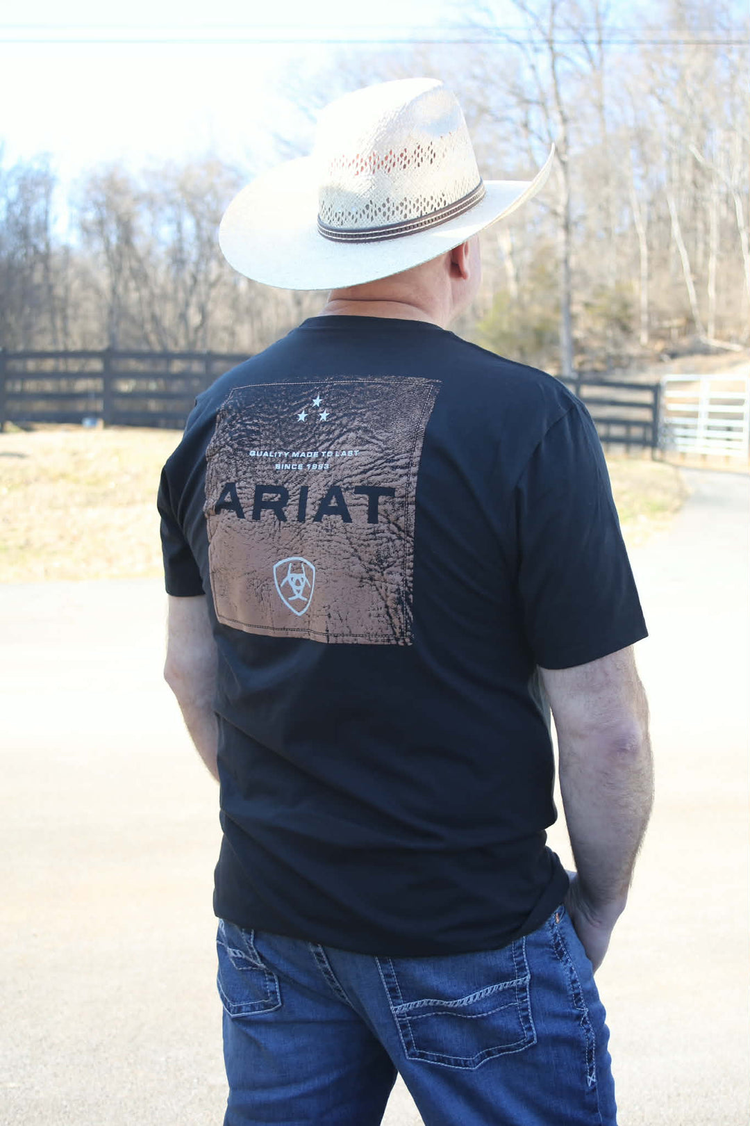 MNS Ariat Boot Leather Patch Classic Fit T-Shirt BLACK 10071159 - Double C Western SupplyAriat