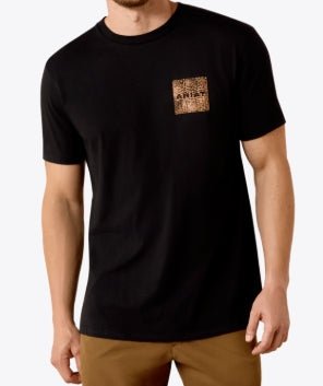 MNS Ariat Boot Leather Patch Classic Fit T-Shirt BLACK 10071159 - Double C Western SupplyAriat