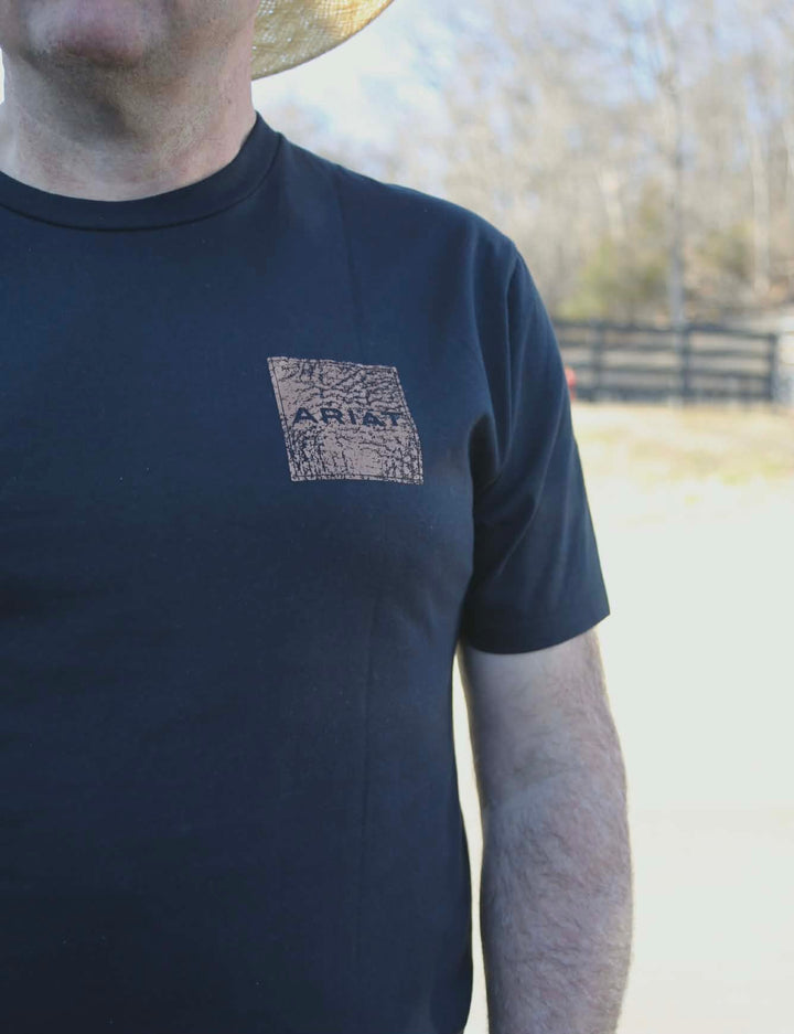 MNS Ariat Boot Leather Patch Classic Fit T-Shirt BLACK 10071159 - Double C Western SupplyAriat