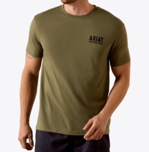 MNS Ariat Outline Shop T-Shirt MILITARY HEATHER 10073962 - Double C Western SupplyAriat