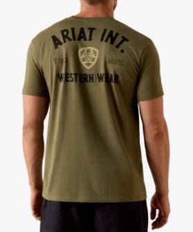 MNS Ariat Outline Shop T-Shirt MILITARY HEATHER 10073962 - Double C Western SupplyAriat