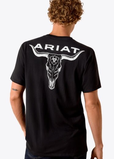 MNS Ariat Stipple Steer Classic Fit T-Shirt BLACK 10058431 - Double C Western SupplyAriat