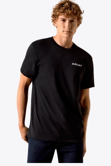 MNS Ariat Stipple Steer Classic Fit T-Shirt BLACK 10058431 - Double C Western SupplyAriat