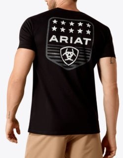 MNS Ariat Stripe Patriotic Badge T-Shirt BLACK 10073966 - Double C Western SupplyAriat