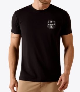MNS Ariat Stripe Patriotic Badge T-Shirt BLACK 10073966 - Double C Western SupplyAriat