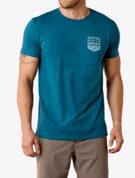 MNS Ariat Stripe Patriotic Badge T-Shirt MONACO BLUE 10073965 - Double C Western SupplyAriat