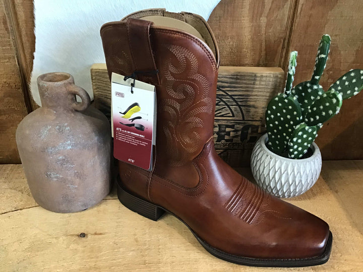 MNS Bodie Square Toe Western Boot BITTER BROWN - Double C Western SupplyAriat