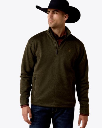MNS Caldwell 1/4 Zip Sweater DARK GREEN 10079650 - Double C Western SupplyAriat
