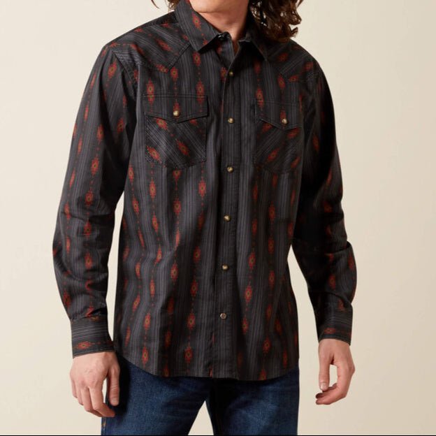 MNS Harrel Retro Fit Shirt BLACK 10065786 - Double C Western SupplyAriat