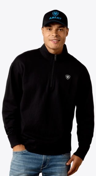 MNS Holiday 1/4 Zip Sweatshirt BLACK 10085374 - Double C Western SupplyAriat