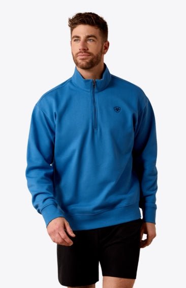 MNS Holiday 1/4 Zip Sweatshirt FEDERAL BLUE 10085387 - Double C Western SupplyAriat