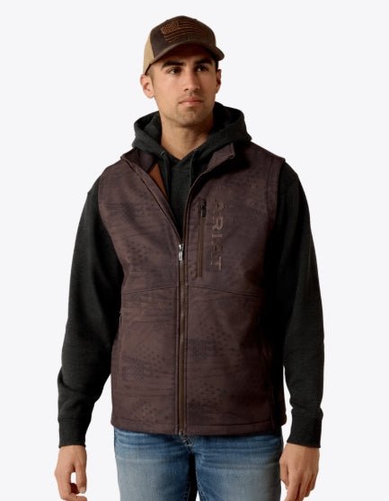 MNS Patriot Flag Softshell Vest BROWN 10079521 - Double C Western SupplyAriat