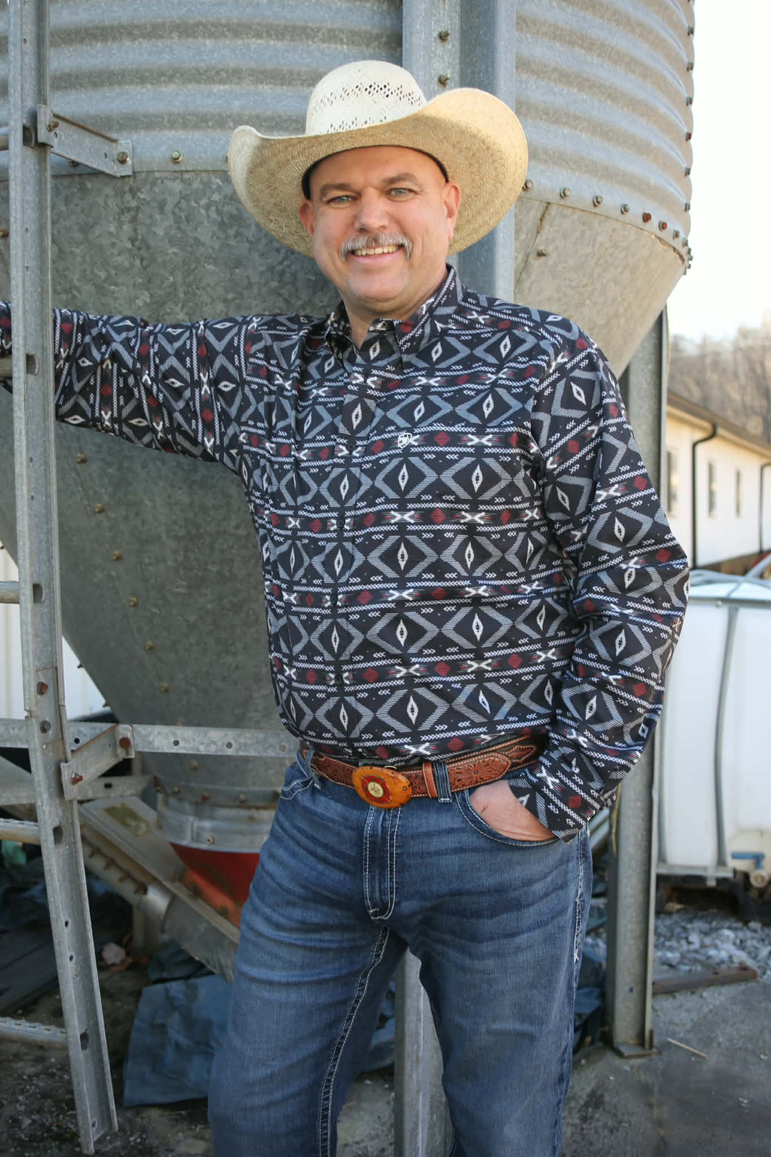 MNS Printed 360 Airflow Classic Fit Shirt BLACK 10071663 - Double C Western SupplyAriat