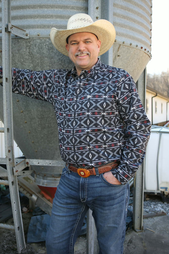 MNS Printed 360 Airflow Classic Fit Shirt BLACK 10071663 - Double C Western SupplyAriat