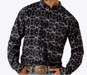 MNS Printed 360 Airflow Classic Fit Shirt BLACK 10071663 - Double C Western SupplyAriat