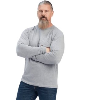 MNS Rebar Cotton Strong LS T-Shirt Heather Gray - 10041488 - Double C Western SupplyAriat