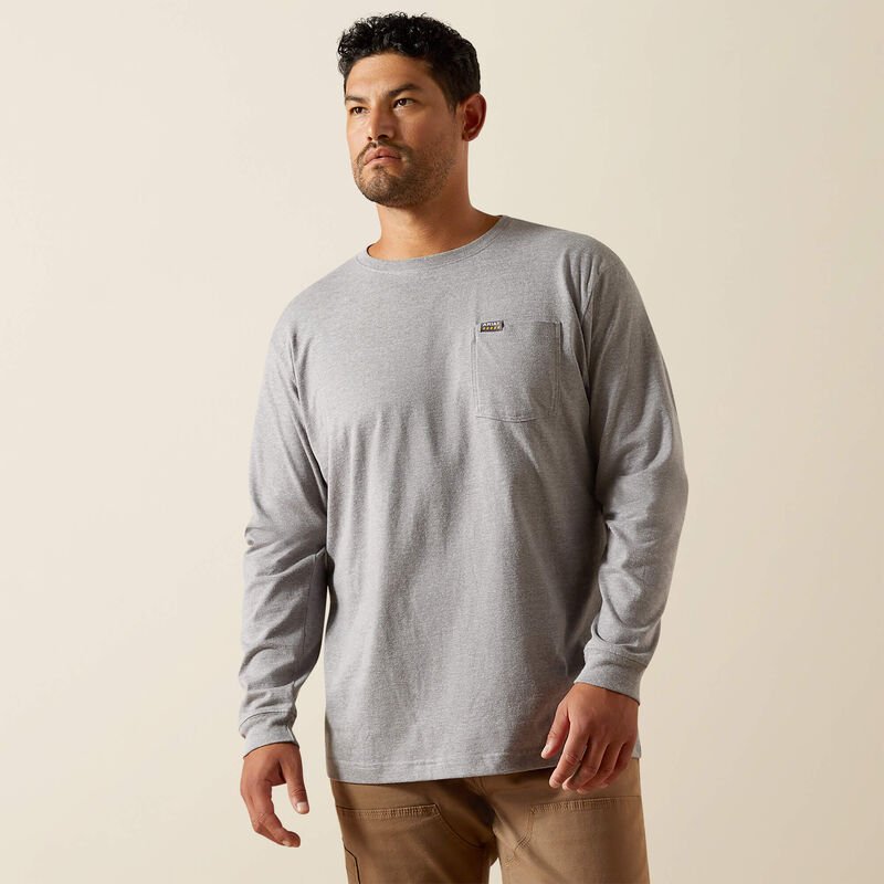 MNS Rebar Cotton Strong Standard Pocket T-Shirt HEATHER GREY 10062748 - Double C Western SupplyAriat