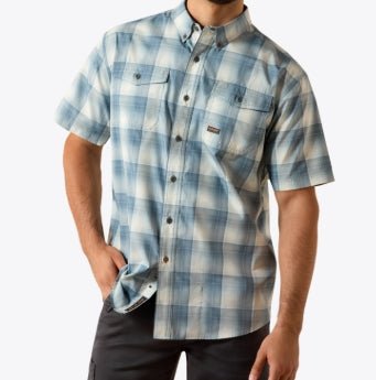 MNS Rebar Made Tough VentTEK DuraStretch Work Shirt BALEEN BLUE 10071543 - Double C Western SupplyAriat