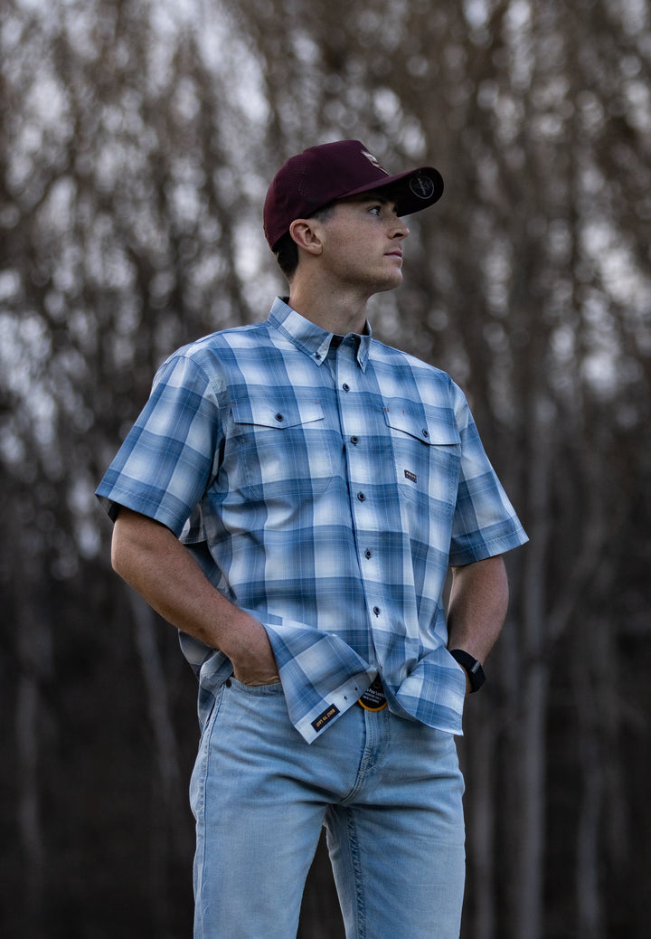 MNS Rebar Made Tough VentTEK DuraStretch Work Shirt BALEEN BLUE 10071543 - Double C Western SupplyAriat
