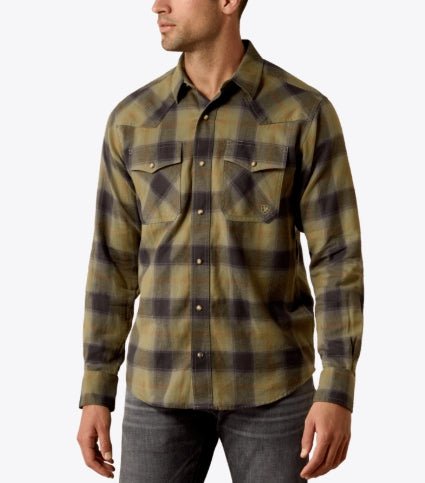 MNS Retro Hahn Fitted Snap Shirt FOUR LEAF CLOVER PLAID 10080705 - Double C Western SupplyAriat