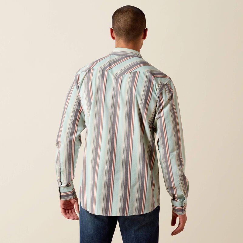 MNS Retro Hesperus Fitted Snap Shirt AQUIFER PLAID 10071089 - Double C Western SupplyAriat